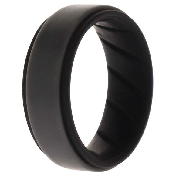 Silicone Wedding BR Step Ring - Black-Grey by ROQ for Men - 8 mm Ring - Picture 1 of 1